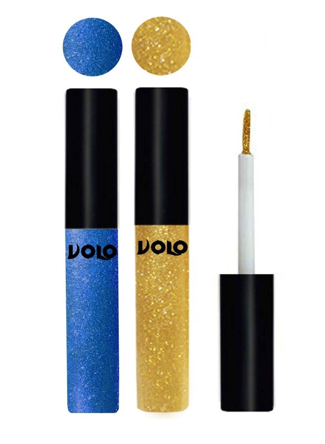 Volo WATERPROOF GLITTER EYE LINER (Sky Blue & Light Golden) - Image 3