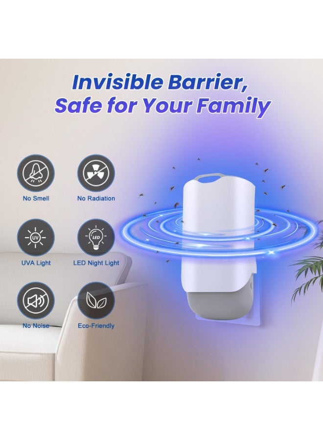 Flying Insect Trap,Upgraded Fruit Fly Traps for Indoors,Plug-in Fly Bug Zapper,with Night Light,UV Light Captures Flies,Mosquito Killer for Flies,Fruit Flies,Moths(with 6Pcs Adhesive Cards) - Image 2