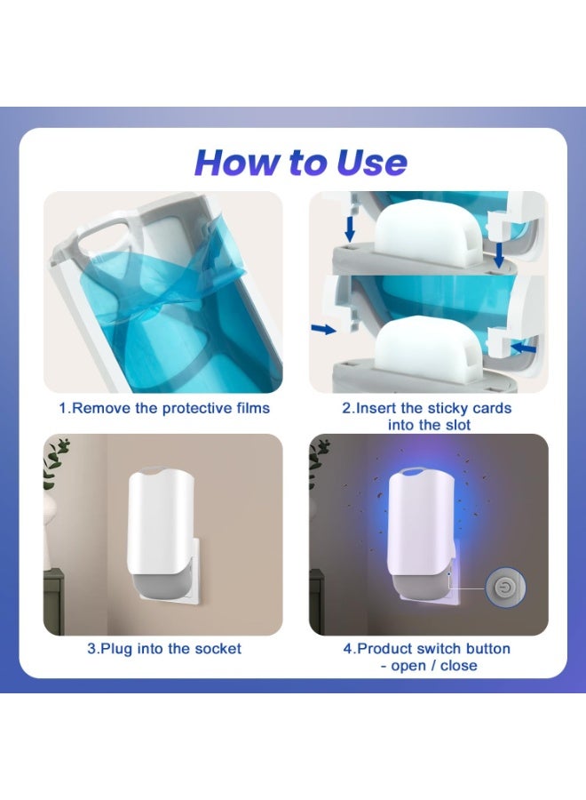 Flying Insect Trap,Upgraded Fruit Fly Traps for Indoors,Plug-in Fly Bug Zapper,with Night Light,UV Light Captures Flies,Mosquito Killer for Flies,Fruit Flies,Moths(with 6Pcs Adhesive Cards) - Image 4