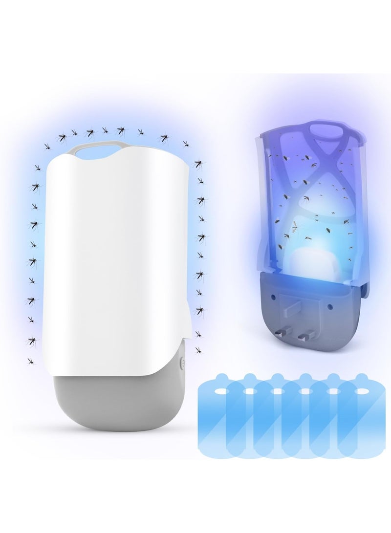 Flying Insect Trap,Upgraded Fruit Fly Traps for Indoors,Plug-in Fly Bug Zapper,with Night Light,UV Light Captures Flies,Mosquito Killer for Flies,Fruit Flies,Moths(with 6Pcs Adhesive Cards) - Image 1