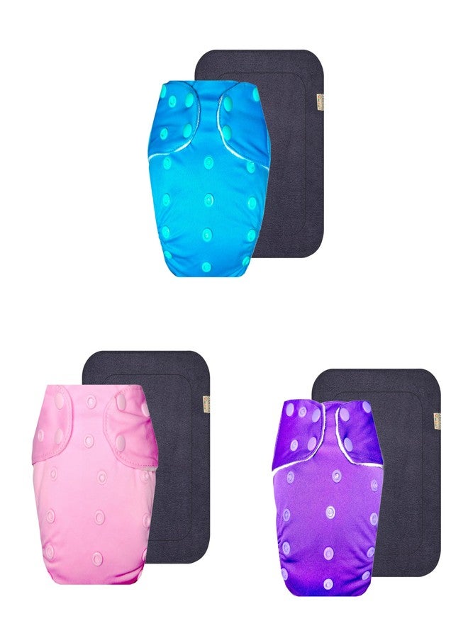 حفاضات قماشية فاخرة من دمبلدو مع حشوة رمادية (عبوة من 3) | ناعمة ولطيفة | وسادة ماصة بست طبقات | سريعة الجفاف | ضرورية للاستخدام اليومي | من 3 أشهر إلى 3 سنوات | للجنسين