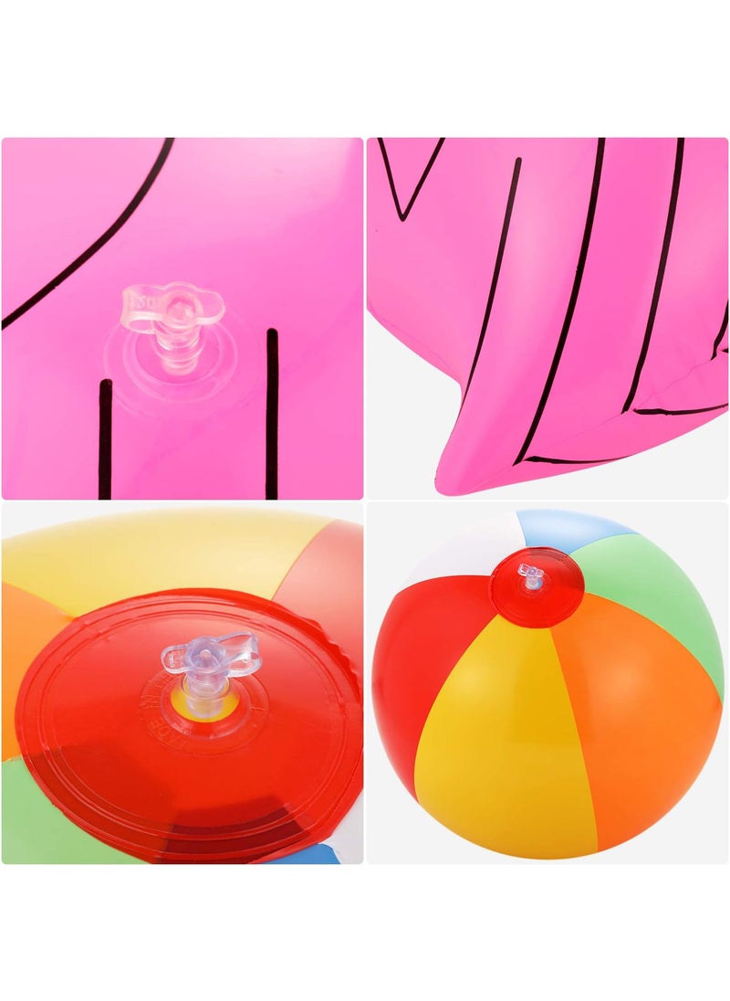 meekoo meekoo 6 Pieces Inflatable Palm Trees Jumbo Coconut Trees Pink Flamingos Colorful Beach Balls Rainbow Color Balls for Hawaii Beach Luau Party Backdrop Decoration  - Image 4