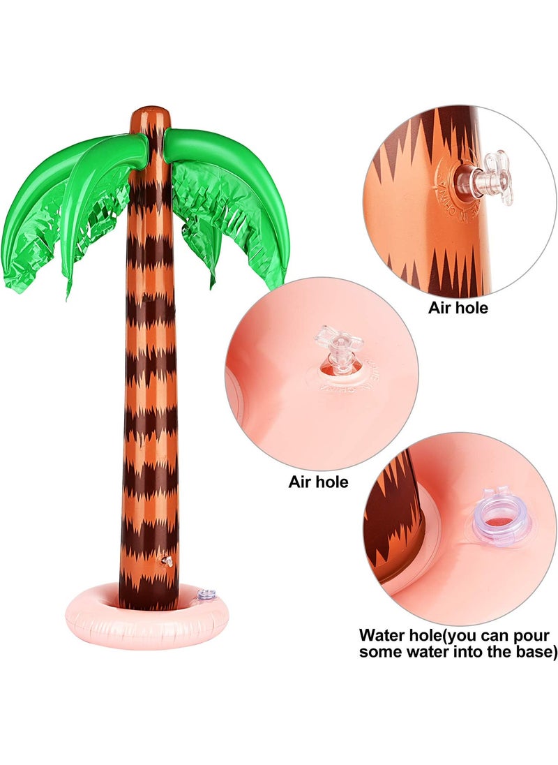 meekoo meekoo 6 Pieces Inflatable Palm Trees Jumbo Coconut Trees Pink Flamingos Colorful Beach Balls Rainbow Color Balls for Hawaii Beach Luau Party Backdrop Decoration  - Image 3