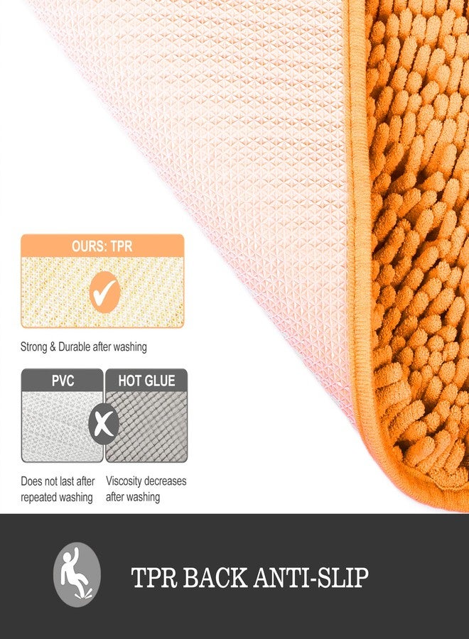 Yeaban Chenille Bathroom Rugs Non-Slip Thick Plush Bath Mat - Absorbent Washable Bath Rugs for Bathroom Shower Sink Carpet (Orange, 24" x 36") - Image 3