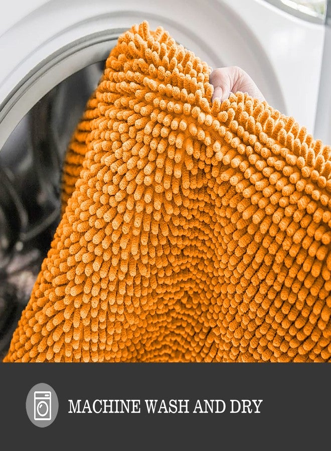 Yeaban Chenille Bathroom Rugs Non-Slip Thick Plush Bath Mat - Absorbent Washable Bath Rugs for Bathroom Shower Sink Carpet (Orange, 24" x 36") - Image 5