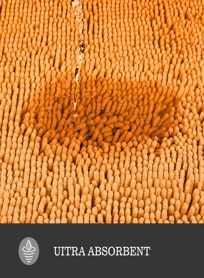 Yeaban Chenille Bathroom Rugs Non-Slip Thick Plush Bath Mat - Absorbent Washable Bath Rugs for Bathroom Shower Sink Carpet (Orange, 24" x 36") - Image 4