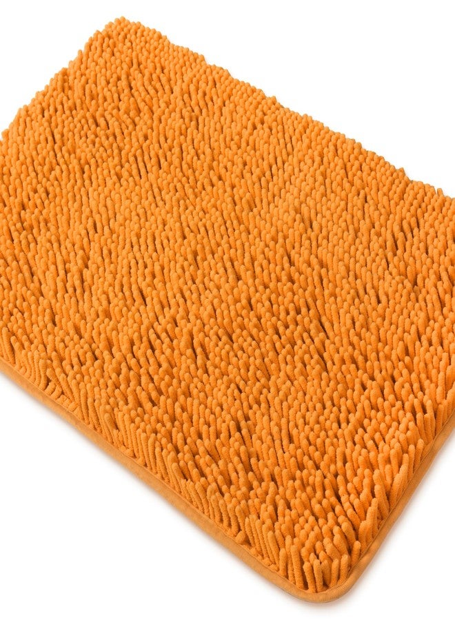 Yeaban Chenille Bathroom Rugs Non-Slip Thick Plush Bath Mat - Absorbent Washable Bath Rugs for Bathroom Shower Sink Carpet (Orange, 24" x 36") - Image 1