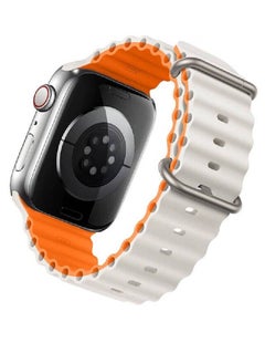Ocean Silicone Rubber Watch Band Strap for Apple Watch Ultra 49mm/45mm/44mm/42mm Ocean Dual Colored Grey/Orange