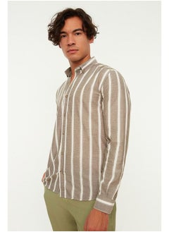 trendyol Slim Fit Button Collar Slim Striped Shirt TMNSS20GO0092  - Image 1