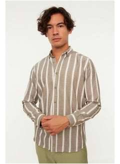 trendyol Slim Fit Button Collar Slim Striped Shirt TMNSS20GO0092  - Image 2