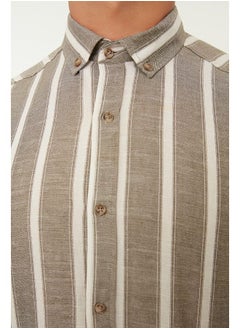 trendyol Slim Fit Button Collar Slim Striped Shirt TMNSS20GO0092  - Image 4