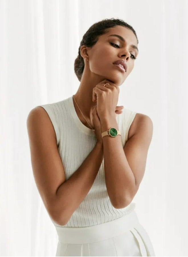 Daniel Wellington Petite Emerald Green Watches for Women with Rose Gold Mesh Strap - 32mm