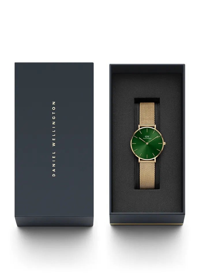 Daniel Wellington Petite Emerald Green Watches for Women with Rose Gold Mesh Strap - 32mm