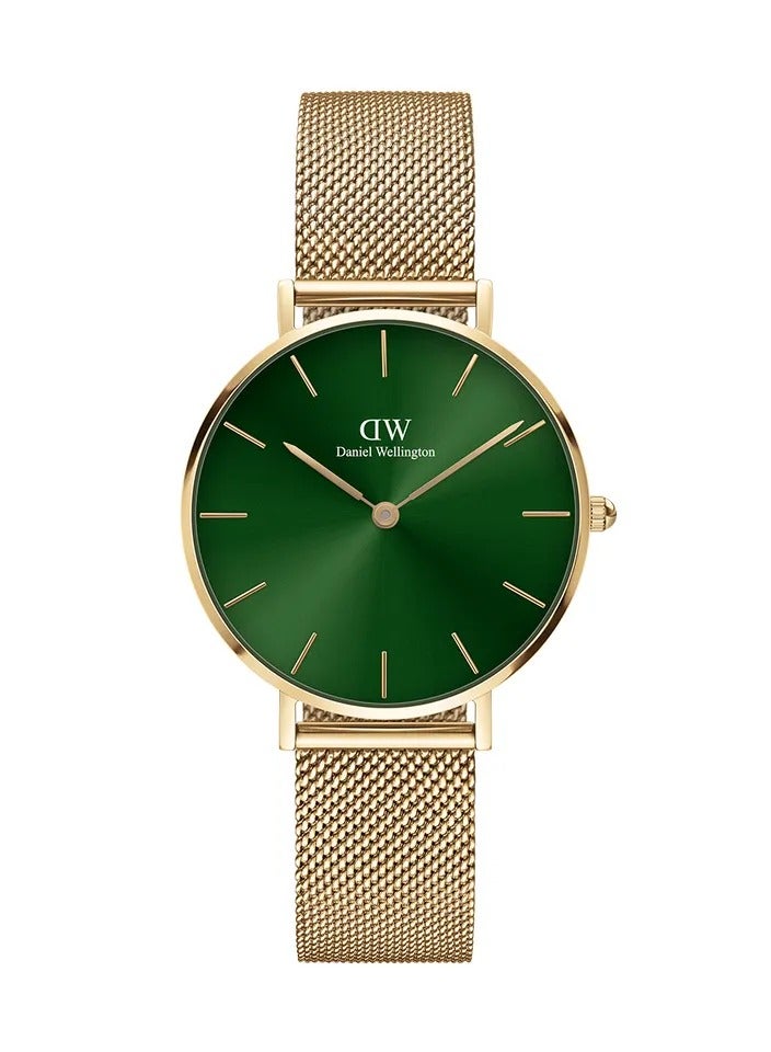 Daniel Wellington Petite Emerald Green Watches for Women with Rose Gold Mesh Strap - 32mm