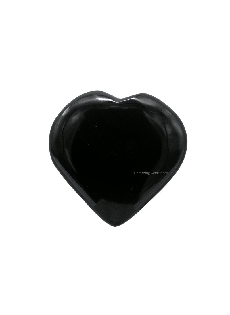 Amazing Gemstone Black Obsidian Crystal Heart Palm Stone  Pocket Massage Worry Stone for Natural Body Chakra Balancing Reiki Healing and Crystal Grid 