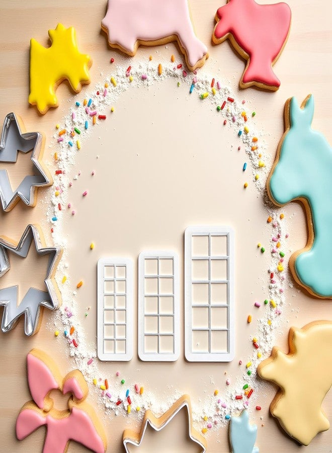 DPWOUM 6Pcs White Square Cookie Cutter Set, Geometric Multicutter Cake Fondant Cutter,3 Size Square Biscuit Cutters Cake Decorating Use Safety Easy to Store,Cookie Cutters Baking Tools and Accessories - Image 2
