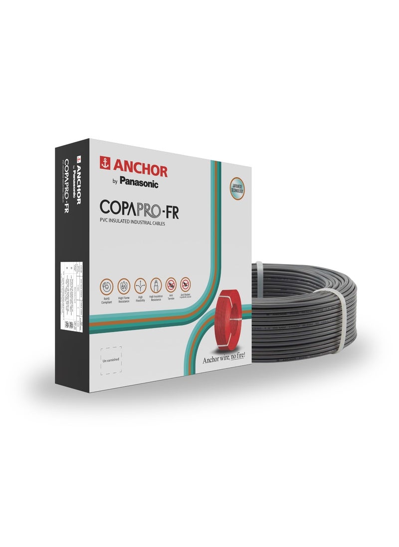 Anchor Anchor by Panasonic 075 mm COPAPro FR Electrical Wire 90 Meter Fire Resistant Single Core PVC insulated Pure Copper Wire Anti Rodent Anti Termite Flexible Wire for Connections GREY 96137GY  - Image 1