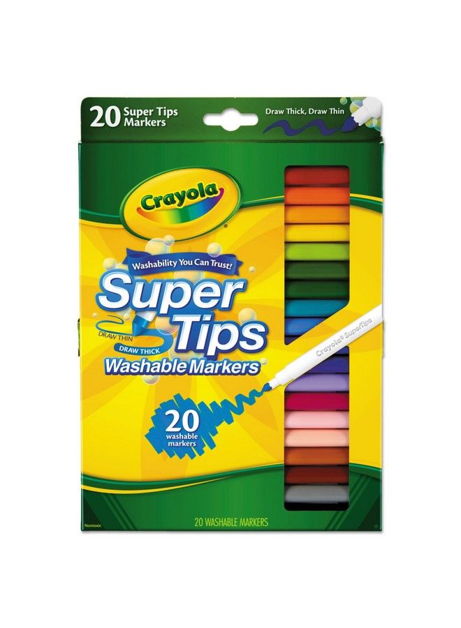 Crayola قلم تحديد الخطوط الرفيعة من سوبر تيبس، 20 قطعة - Image 1
