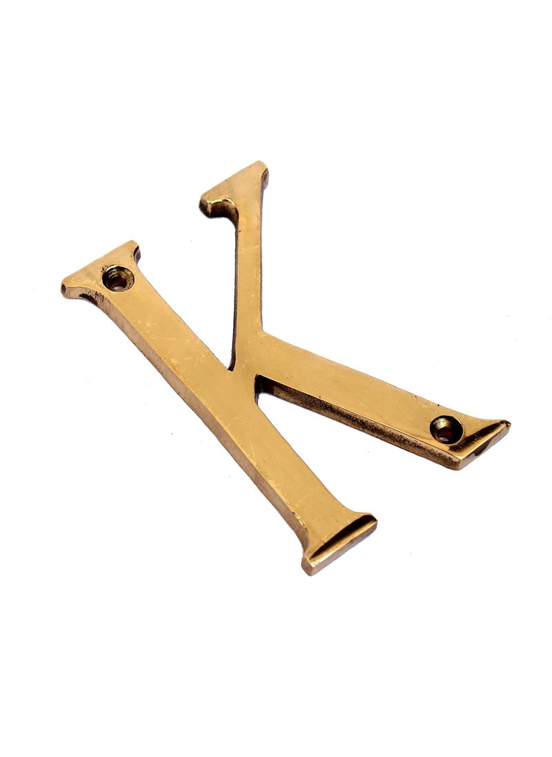 ESPLANADE eSplanade Brass House Hotel Door Name Alphabets Wall Door Plaque Letter Alphabet 3 Inches Golden K Alphabet  - Image 3