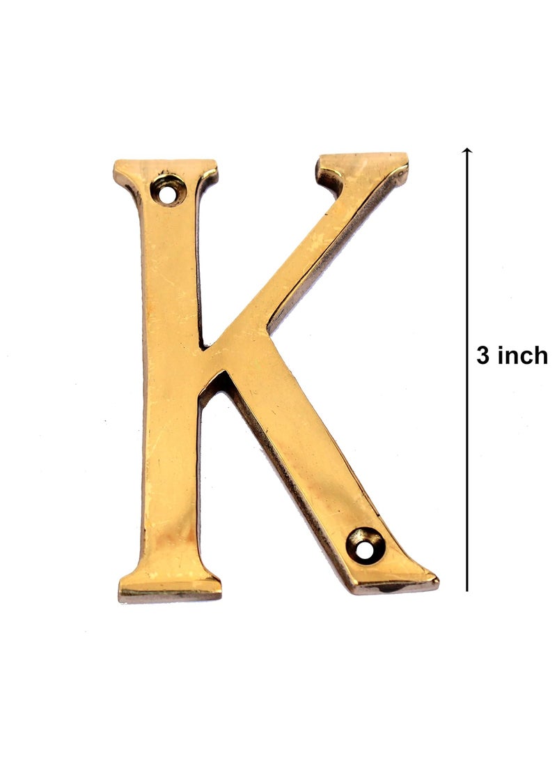ESPLANADE eSplanade Brass House Hotel Door Name Alphabets Wall Door Plaque Letter Alphabet 3 Inches Golden K Alphabet  - Image 2