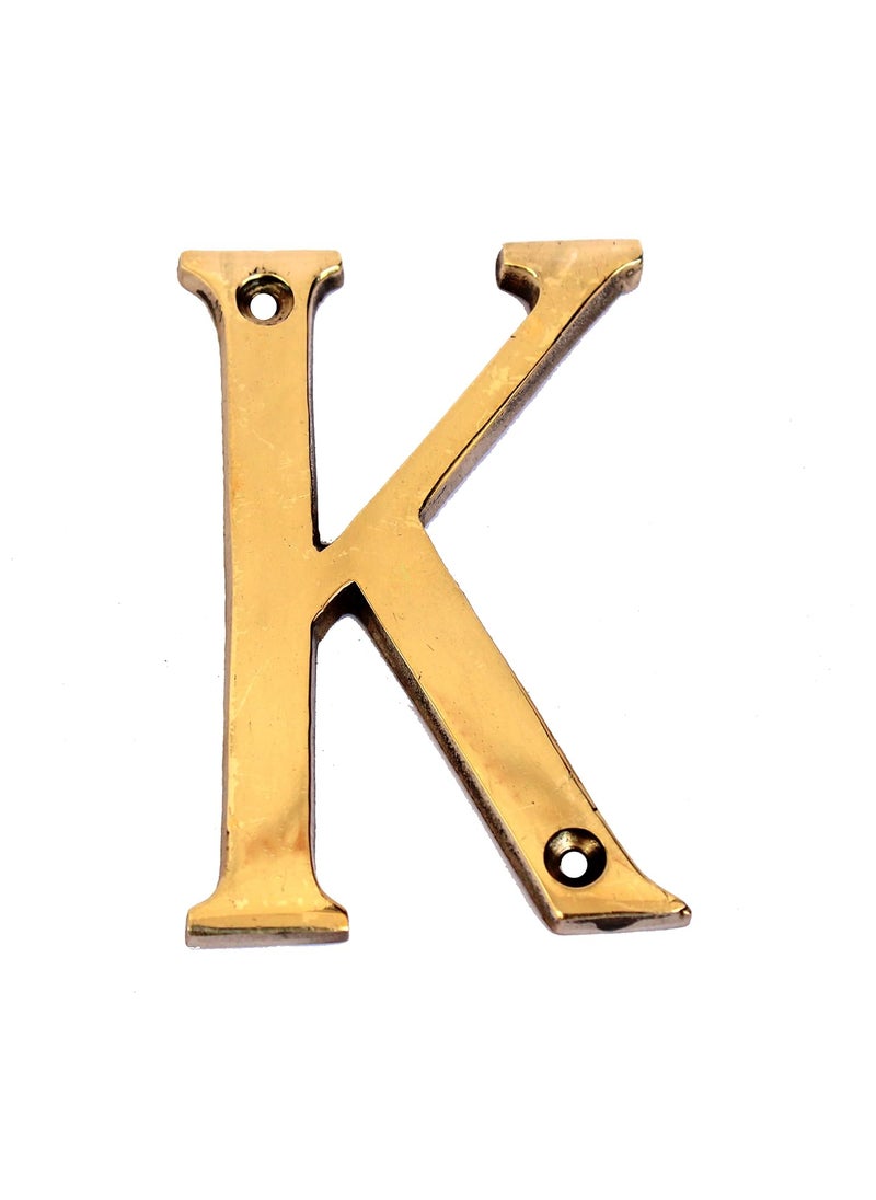 ESPLANADE eSplanade Brass House Hotel Door Name Alphabets Wall Door Plaque Letter Alphabet 3 Inches Golden K Alphabet  - Image 1