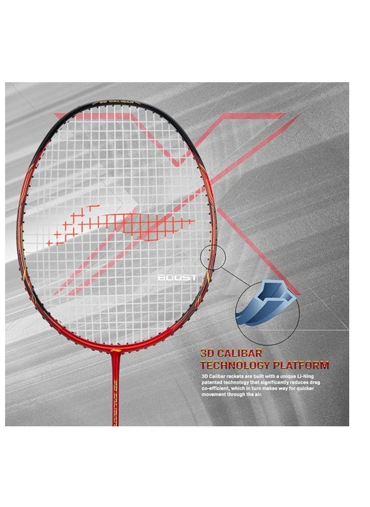 Li-Ning - 3D Calibar X Boost Carbon Fiber Strung Badminton Racket with Full Racket Cover | For Professional Players | 83 grams |Maximum String Tension - 30lbs - Image 1