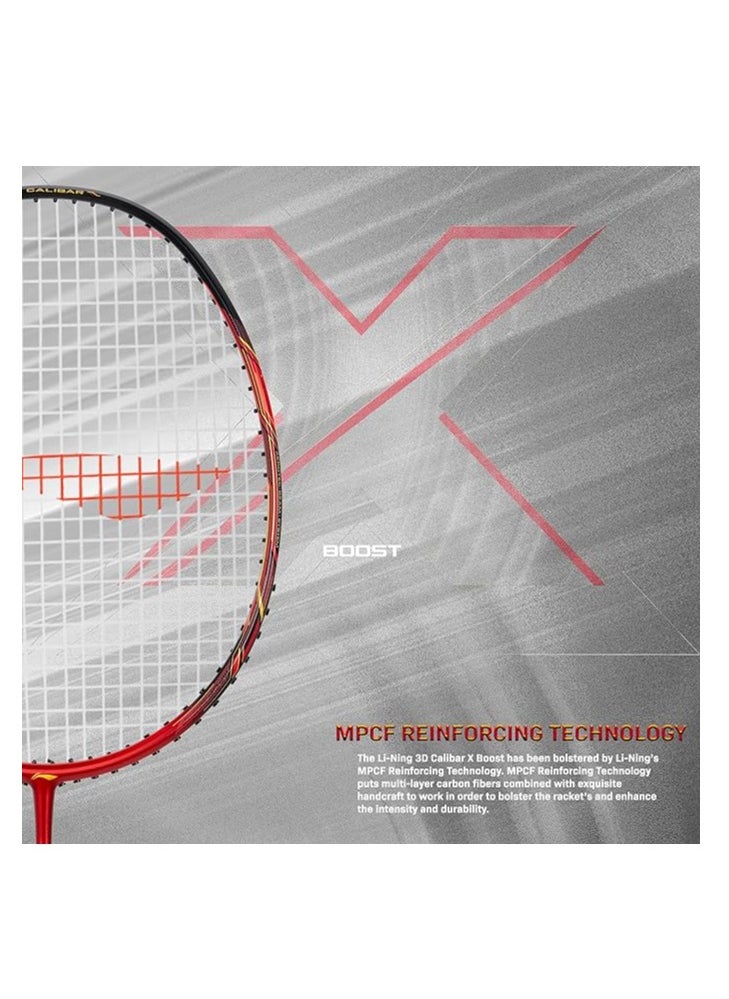 Li-Ning - 3D Calibar X Boost Carbon Fiber Strung Badminton Racket with Full Racket Cover | For Professional Players | 83 grams |Maximum String Tension - 30lbs - Image 1