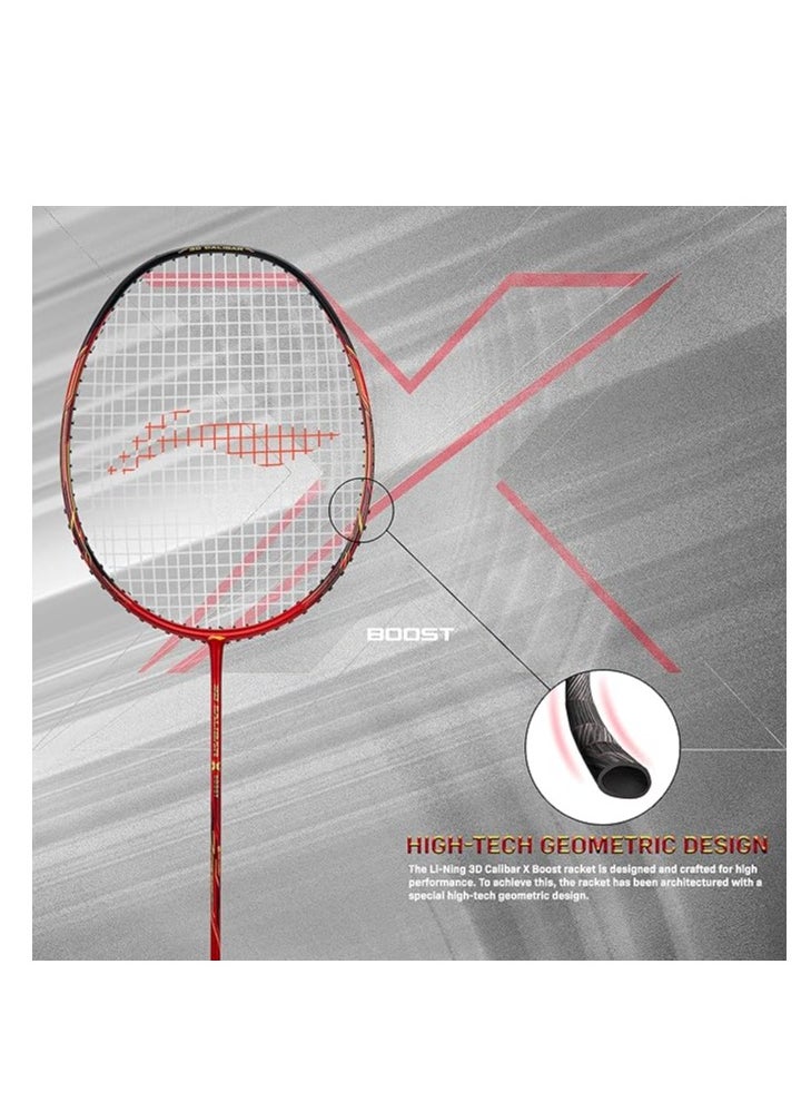 Li-Ning - 3D Calibar X Boost Carbon Fiber Strung Badminton Racket with Full Racket Cover | For Professional Players | 83 grams |Maximum String Tension - 30lbs - Image 1