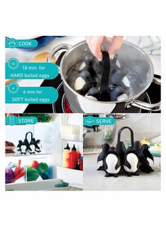 KASTWAVE Penguin-Shaped Boiled Egg Cooker, 3-in-1 Cook, Store and Serve Egg Holder for Making Soft or Hard Boiled Eggs  - Image 5