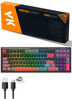 ARNOTEC VK98 wired keyboard RGB rainbow backlight 98-key gaming keyboard 3 color custom keyboard office silent keyboard  - Image 1