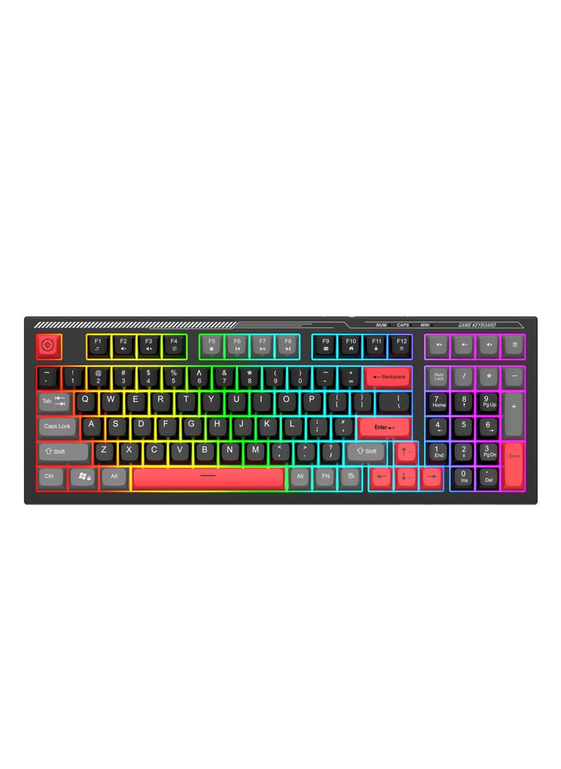 ARNOTEC - VK98 wired keyboard RGB rainbow backlight 98-key gaming keyboard 3 color custom keyboard office silent keyboard - Image 1