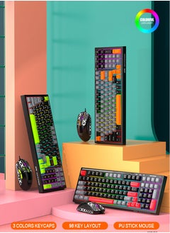 ARNOTEC VK98 wired keyboard RGB rainbow backlight 98-key gaming keyboard 3 color custom keyboard office silent keyboard  - Image 5
