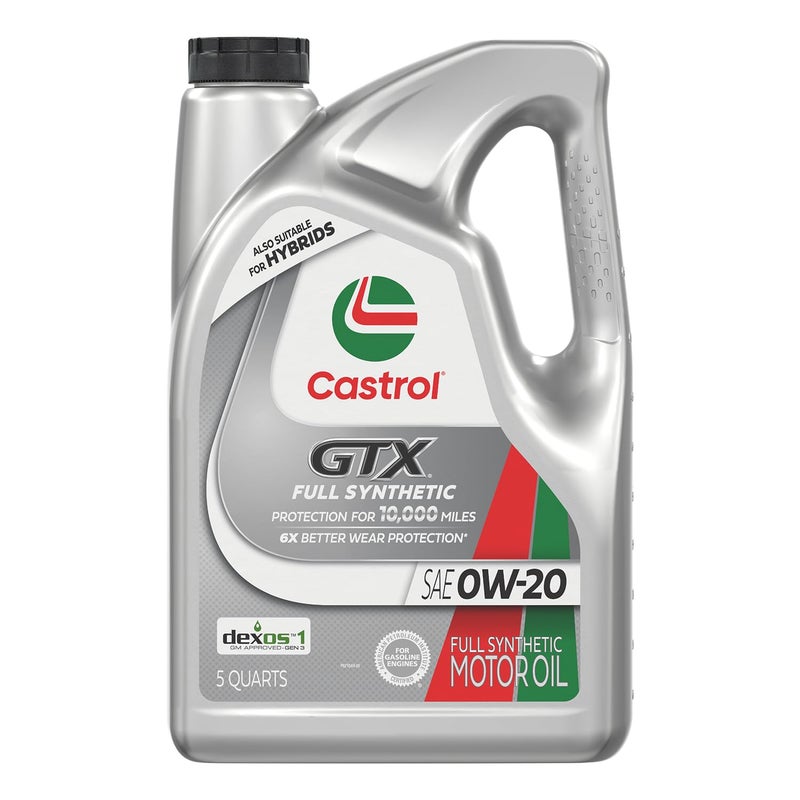 Castrol GTX Full Synthetic 0W-20 Motor Oil, 5 Quarts - Image 1
