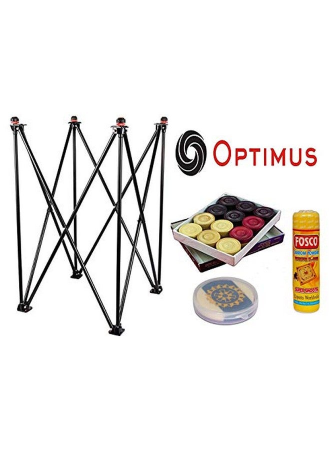Optimus Carrom Board Stand With Carrom Coins Carrom Disco Powder & Carrom Stricker For All Size Carrom Hydraulic Adjustable Foldable Corrosion Free Steel Style 11 - Image 2