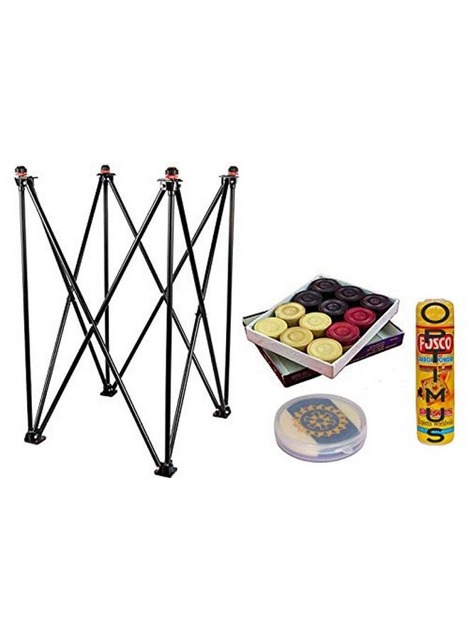 Optimus Carrom Board Stand With Carrom Coins Carrom Disco Powder & Carrom Stricker For All Size Carrom Hydraulic Adjustable Foldable Corrosion Free Steel Style 11 - Image 1