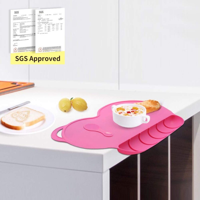 Andyken Silicone Baby Placemat - Food Grade Silicone Kids Placemats Reusable Travel Placemat for Kids Tiny Diner Portable Washable Restaurant Food Mat for Child Toddler Infant - Image 4