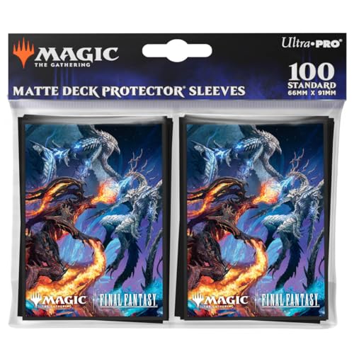 Ultra PRO Final Fantasy x Universes Beyond Bahamut and Ifrit 100ct Deck Protector Sleeves for Magic The Gathering Trading Card Accessories Collectible Card Game Gear - Image 1