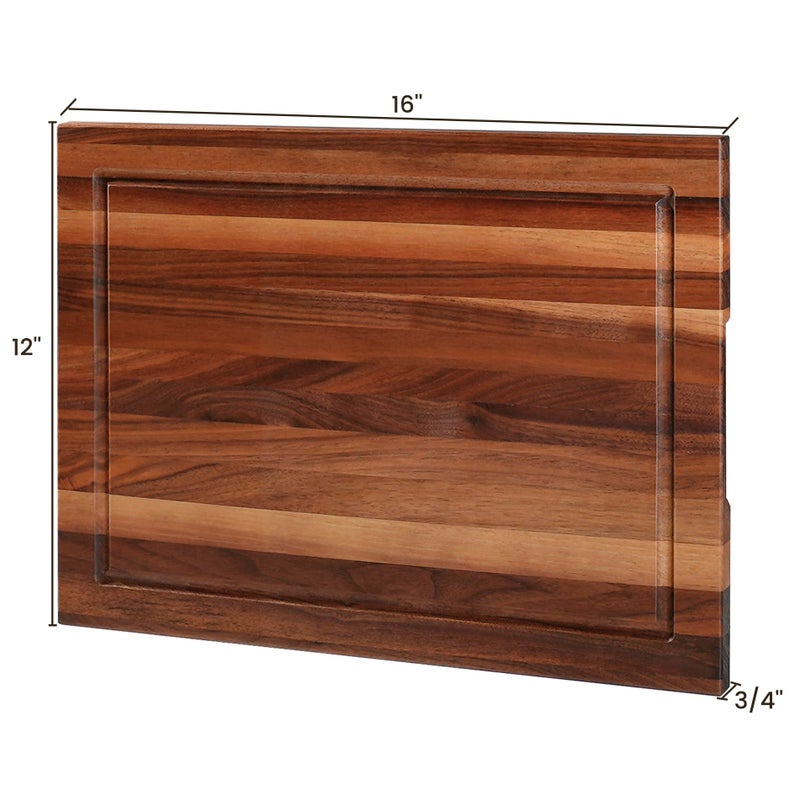 CONSDAN Wood Cutting Board for Kitchen, 16 x 12, USA Grown Solid Black Walnut Hardwood, Edge Grain, Chopping Board, Butcher Block with Juice Groove, Prefinished with Food-Safe Oil, 3/4" Thick - Image 3