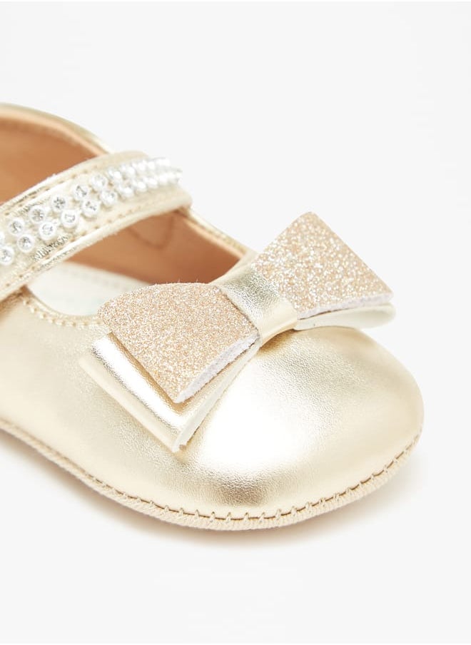 Barefeet - Girls Bow Accent Booties with Hook and Loop Closure - Image 1
