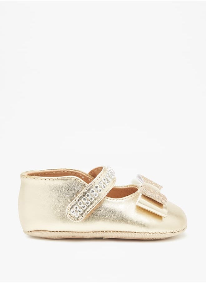 Barefeet - Girls Bow Accent Booties with Hook and Loop Closure - Image 1