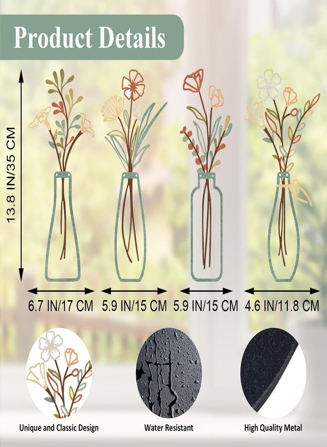 Resama 4 Pieces Metal Flowers Wall Art- Rustic Farmhouse Decor Minimalist Decor for Living Room Bathroom Bedroom Dining Room, Housewarming Gifts(Pastel) - Image 5
