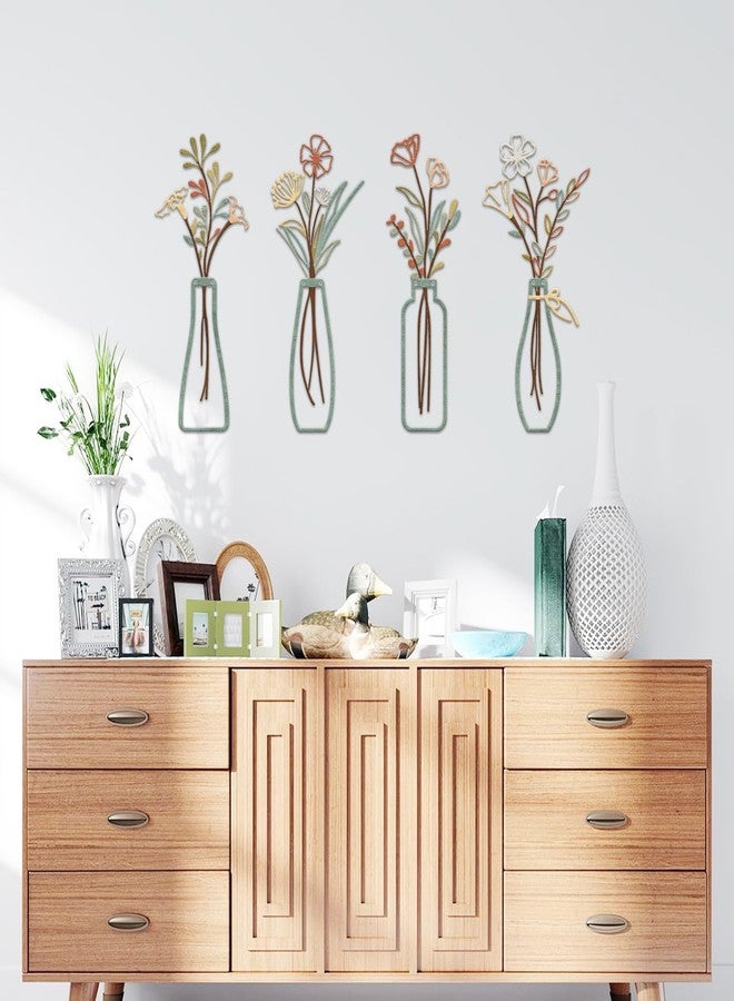 Resama 4 Pieces Metal Flowers Wall Art- Rustic Farmhouse Decor Minimalist Decor for Living Room Bathroom Bedroom Dining Room, Housewarming Gifts(Pastel) - Image 4