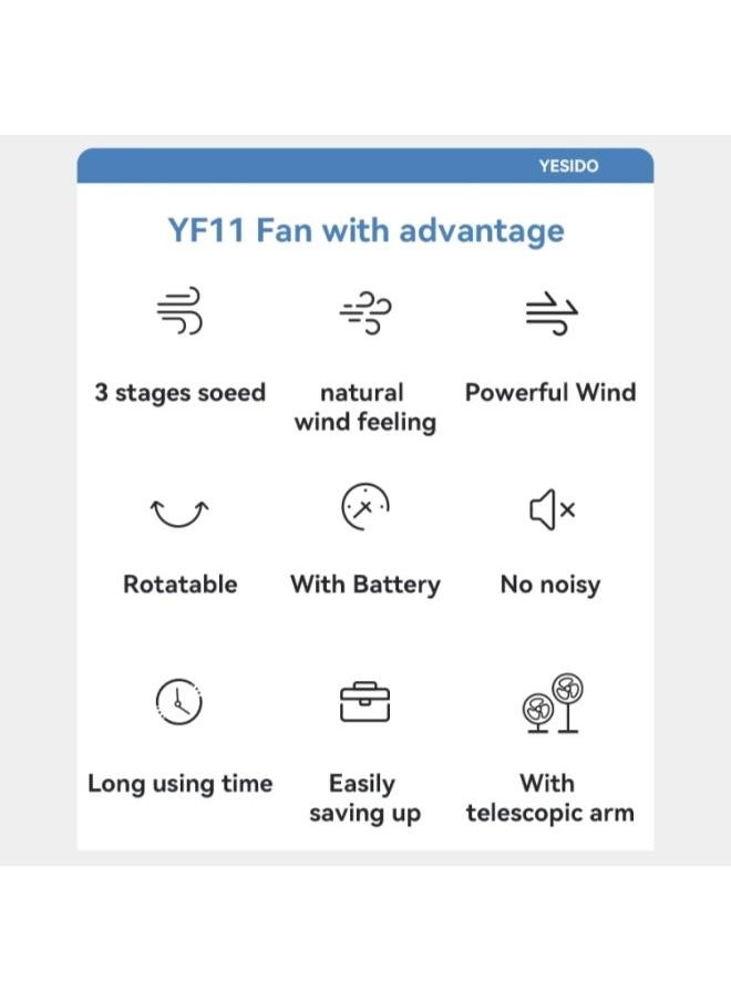 Yesido - Yesido YF11 Foldable Telescopic Floor Fan - Image 1