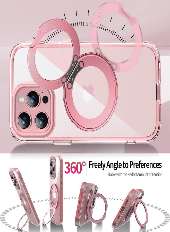 WASTROYAL Privacy Case for iPhone 16 Pro Max with 360°Stand [Built-in Anti Peeping Screen Protector] [Compatible with MagSafe] [Magnetic Ring ] Full Body Protective Phone Cover 6.9", Pink - Image 3