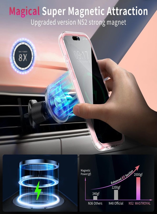 WASTROYAL Privacy Case for iPhone 16 Pro Max with 360°Stand [Built-in Anti Peeping Screen Protector] [Compatible with MagSafe] [Magnetic Ring ] Full Body Protective Phone Cover 6.9", Pink - Image 5