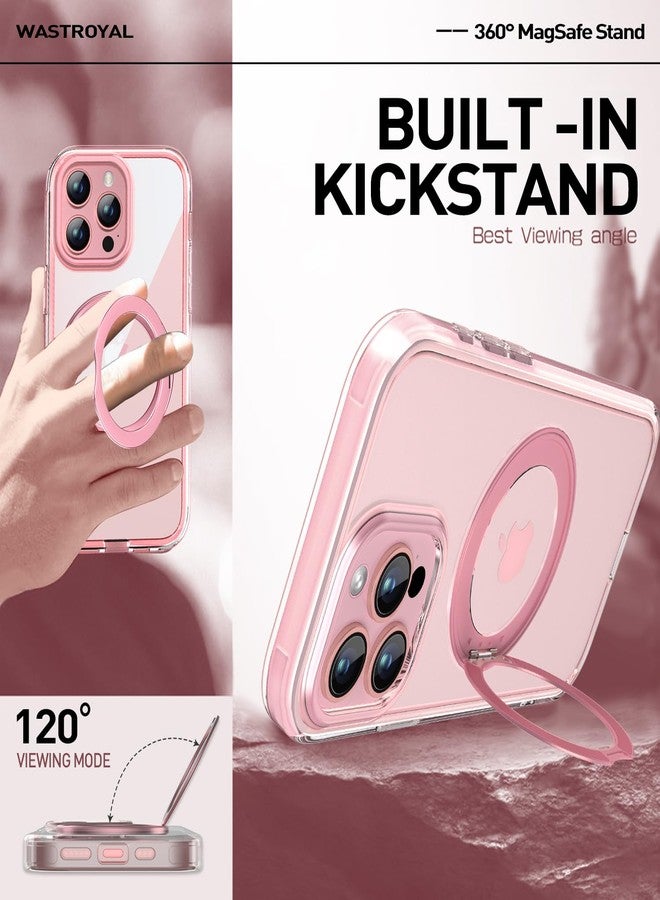 WASTROYAL Privacy Case for iPhone 16 Pro Max with 360°Stand [Built-in Anti Peeping Screen Protector] [Compatible with MagSafe] [Magnetic Ring ] Full Body Protective Phone Cover 6.9", Pink - Image 4