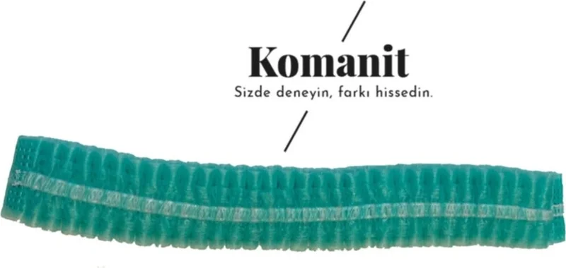 Komanit Tekstil Komanit Textile Bonnet, Disposable Green Accordion Bonnet (50X45CM) 100 Pieces