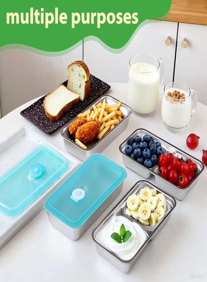 Thrseely 6PCS Grab and Go Snack Containers Reusable, Stainless Steel Double Compartment Snack Containers, Dishwasher- Reusable Condiment with Lids for Snacks Dips and Outdoor Camping - Image 5