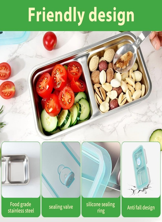 Thrseely 6PCS Grab and Go Snack Containers Reusable, Stainless Steel Double Compartment Snack Containers, Dishwasher- Reusable Condiment with Lids for Snacks Dips and Outdoor Camping - Image 4