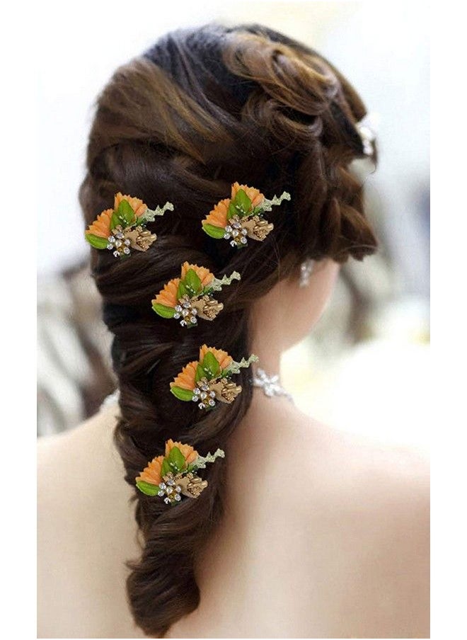 Inaaya - Artificial Hair Pins For Party Use Hair Accessories (Set Of 5) Orange 20 Grams Pack Of 1 - Image 1
